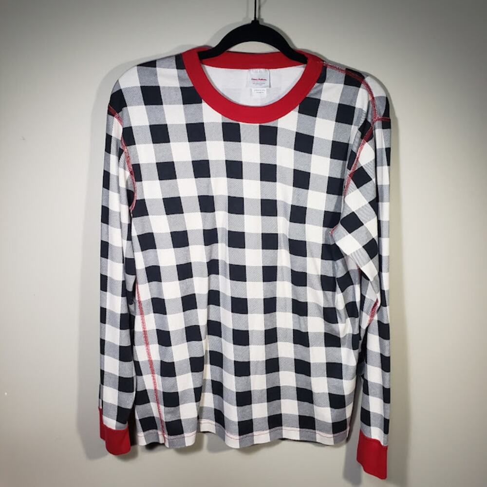 Hanna Andersson Pajama Set Organic Cotton Women's Large Black White Check Red - Picture 2 of 13